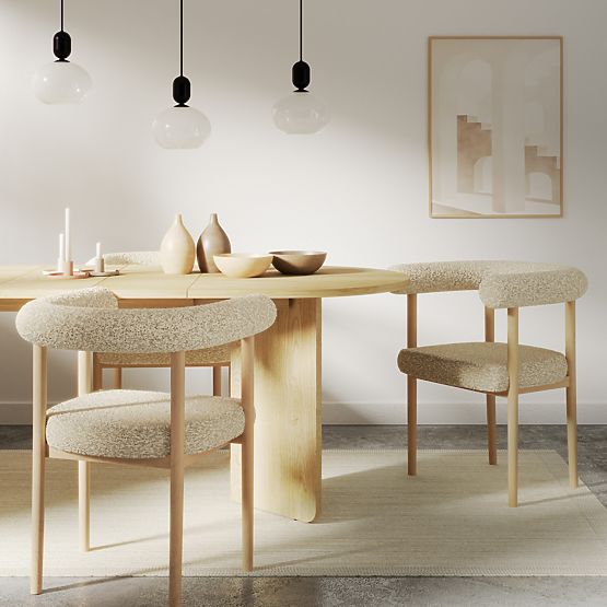 Extendable Oval Table Lou 140-200 cm, Oak Cremona Torro