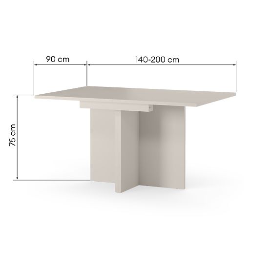 Extendable Table Jose 140-200 cm, Rectangular, Cashmere