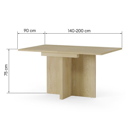 Extendable Table Jose 140-200 cm, Rectangular, Cremona Oak Torro