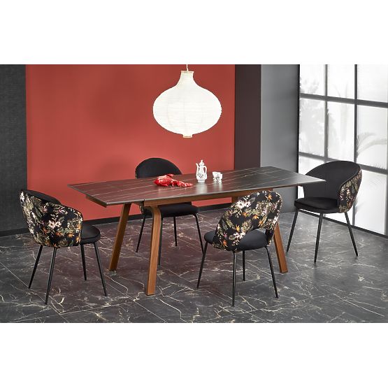 Extendable Table LOZANO, Black Marble / Walnut (2p=1pc)