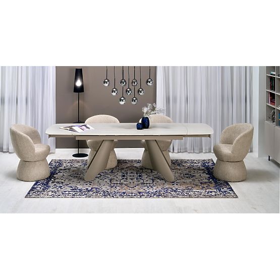 Extendable Table SALIX, Travertine / Cashmere (2p=1pc)
