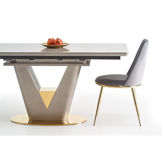 Extendable Table VALENTINO Light Grey/Gold (3p=1pc)