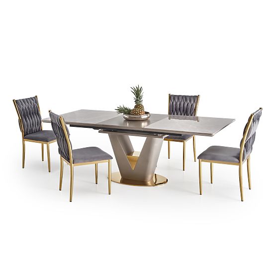 Extendable Table VALENTINO Light Grey/Gold (3p=1pc)