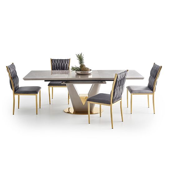 Extendable Table VALENTINO Light Grey/Gold (3p=1pc)