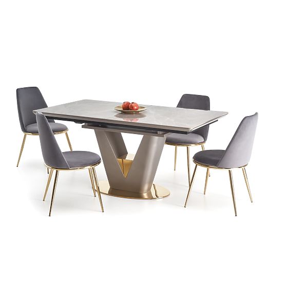 Extendable Table VALENTINO Light Grey/Gold (3p=1pc)