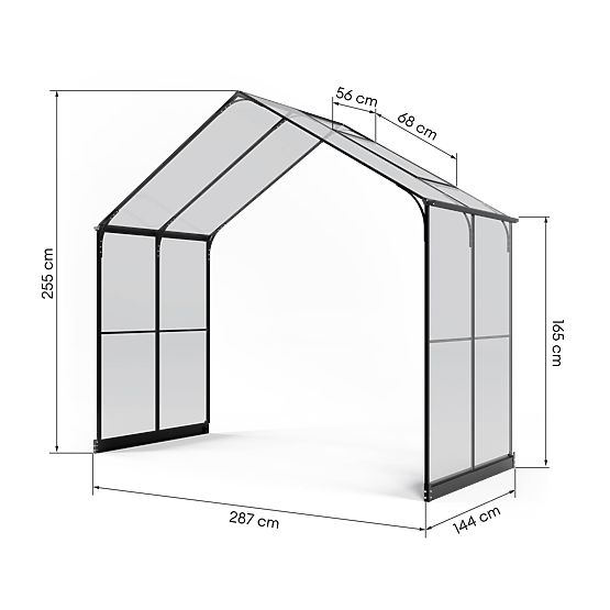 Extension Module for Royal Green Standard Garden Greenhouse, 4.1 m², 4 mm Tempered Glass, Aluminum
