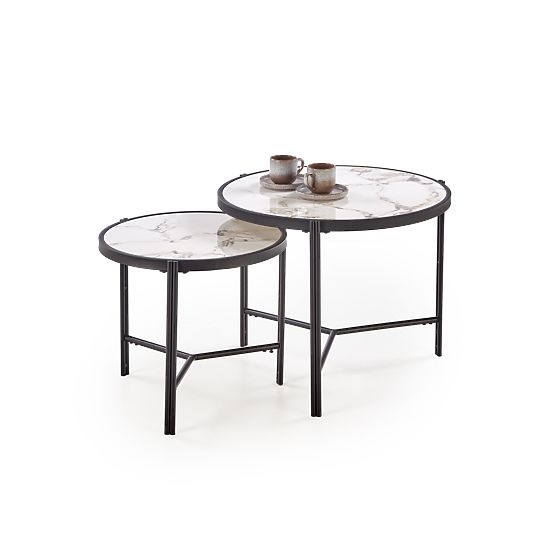 FATIMA set of 2 benches, white marble / black (1p=1pc)