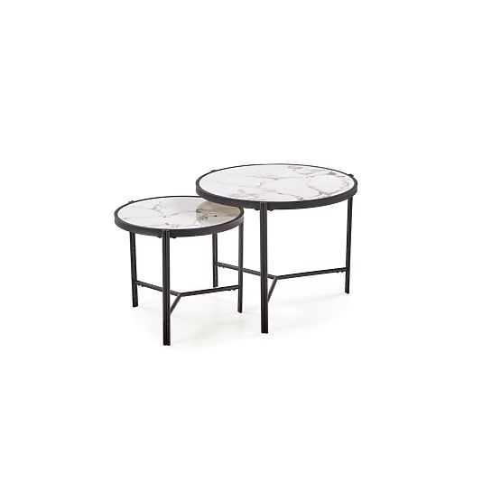 FATIMA set of 2 benches, white marble / black (1p=1pc)
