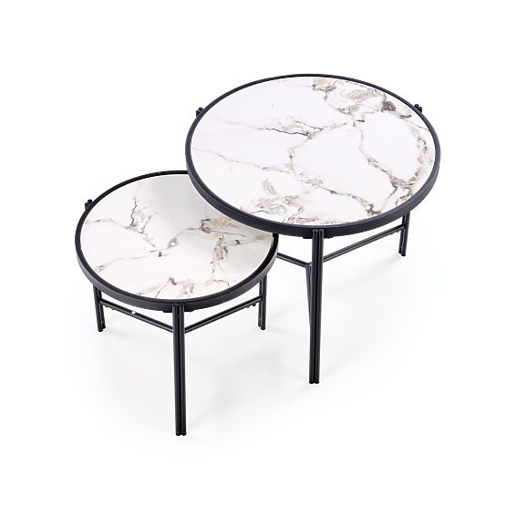 FATIMA set of 2 benches, white marble / black (1p=1pc)