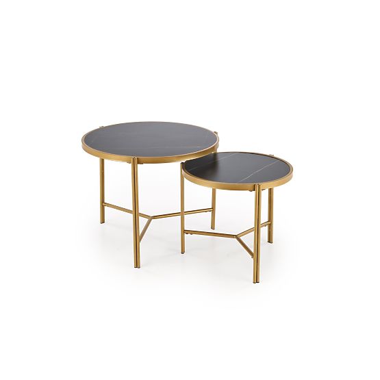FATIMA set of 2 tables, black marble / gold (1p=1pc)
