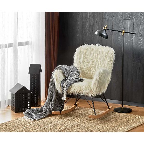 Faux fur rocking chair AUSTIN - cream