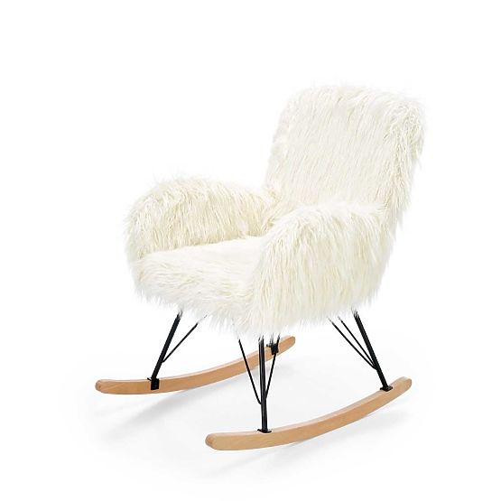 Faux fur rocking chair AUSTIN - cream