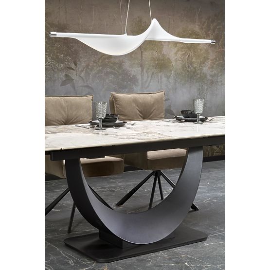 FERNANDO Extendable Table, Top - White Marble, Legs - Black (3p=1pc)