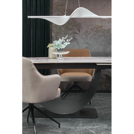 FERNANDO Extendable Table, Top - White Marble, Legs - Black (3p=1pc)