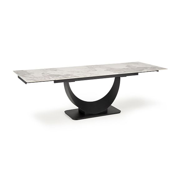 FERNANDO Extendable Table, Top - White Marble, Legs - Black (3p=1pc)