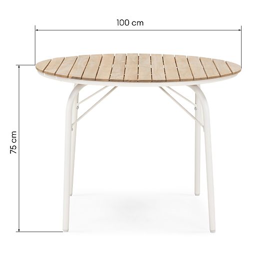 Fioli Round Garden Table 100 cm, Acacia Wood FSC, White