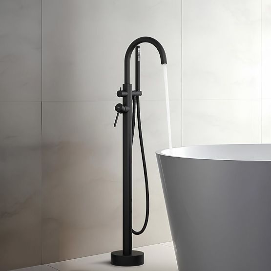 Floor-Mounted Bath Faucet Rea Lungo Black