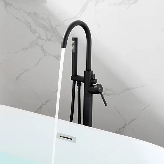 Floor-Mounted Bath Faucet Rea Lungo Black