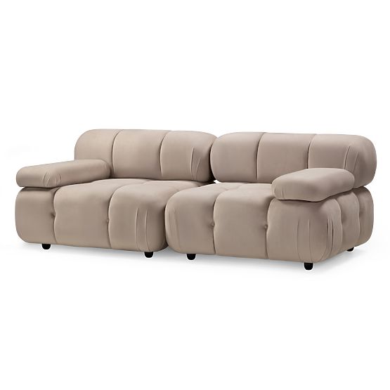 Fluf Big 2-Piece Modular Sofa, Light Beige, Velvet