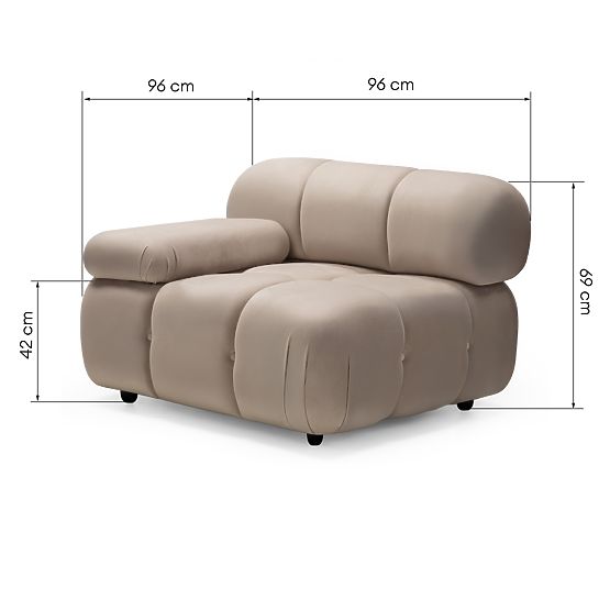 Fluf Big Left-Sided Module Light Beige, Velvet