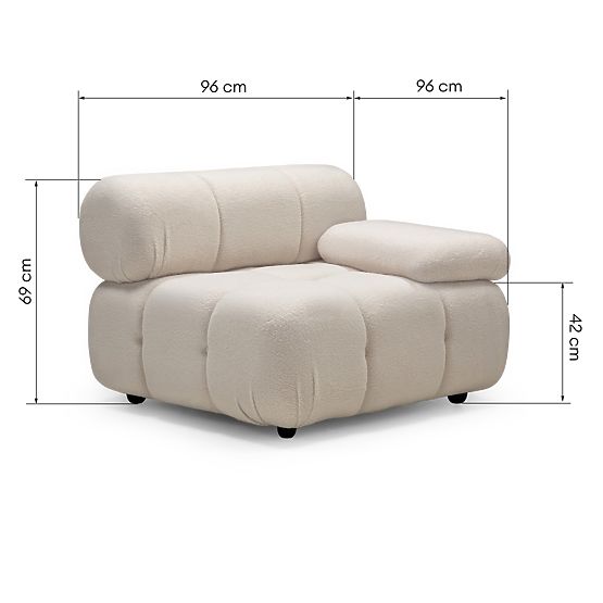 Fluf Big Right-Sided Module Light Beige, Boucle