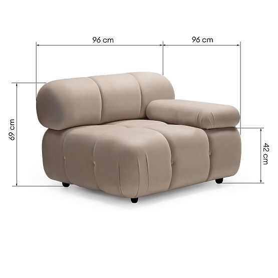 Fluf Big Right-Sided Module Light Beige, Velvet