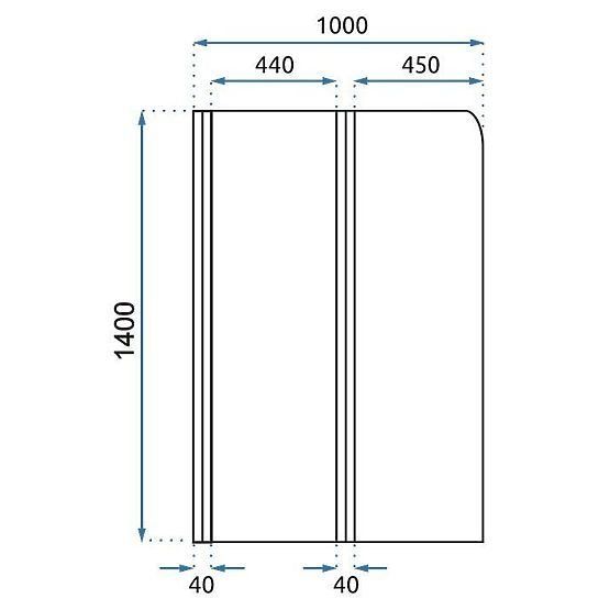 Folding Bath Screen Rea Agat-2 100 GOLD BRUSHED