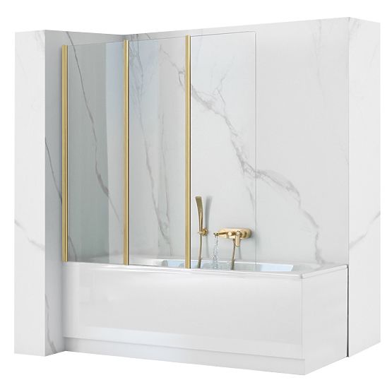 Folding Bathtub Screen Rea Agat-3 120 GOLDEN BRUSHED