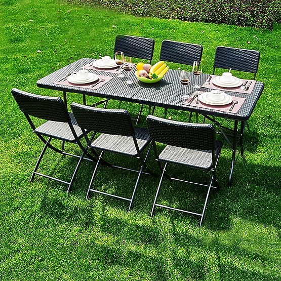 Folding Catering Garden Banquet Table 180 cm Rattan ModernHome