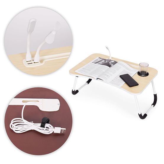 Folding Laptop Stand 60x40 cm with Lamp and Fan ModernHome