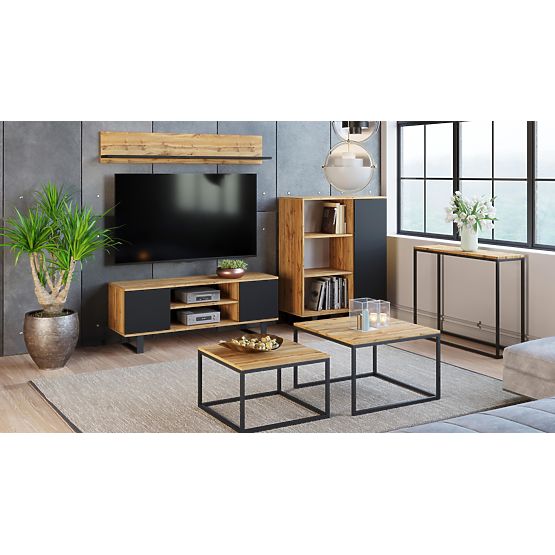 Fondi Cabinet Golden Craft Oak - Black, Loft Style