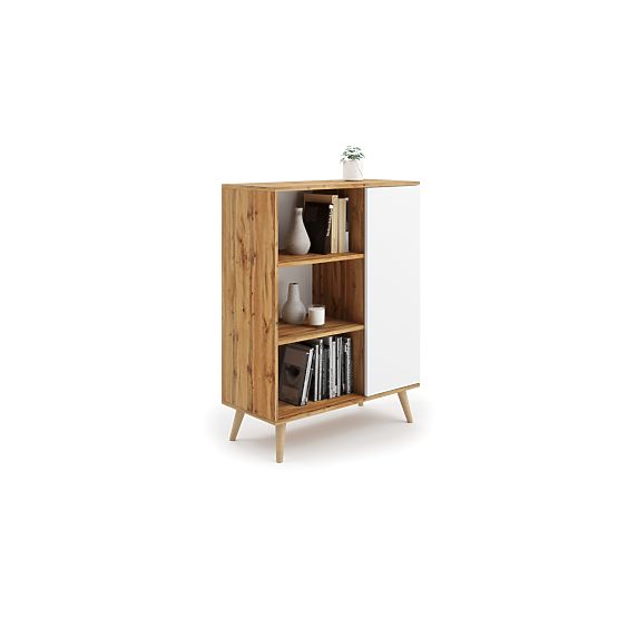 Fondi Cabinet Golden Craft Oak - White, Scandinavian