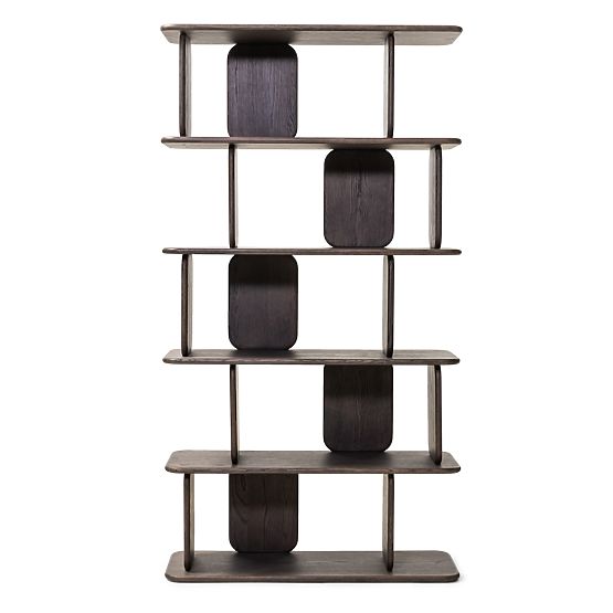 Fonticelle Shelf Rounded, Solid Oak Wood, Veneer, Espresso