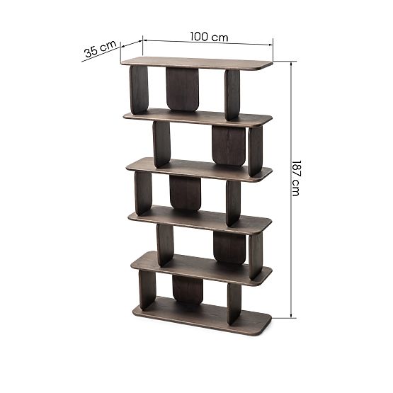 Fonticelle Shelf Rounded, Solid Oak Wood, Veneer, Espresso