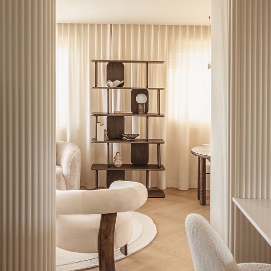 Fonticelle Shelf Rounded, Solid Oak Wood, Veneer, Espresso