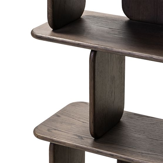 Fonticelle Shelf Rounded, Solid Oak Wood, Veneer, Espresso