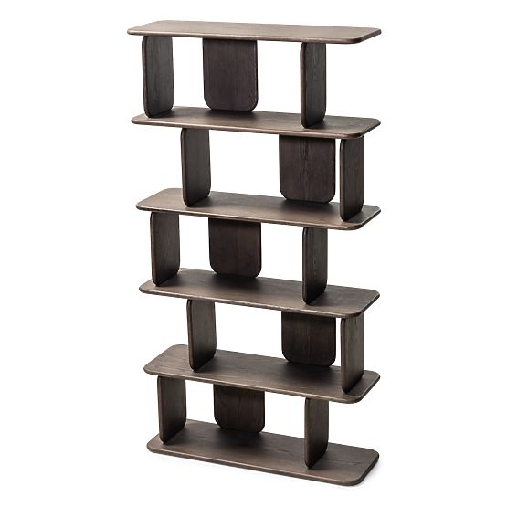 Fonticelle Shelf Rounded, Solid Oak Wood, Veneer, Espresso