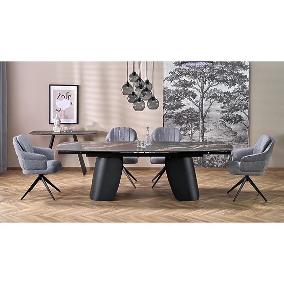 FORUM extendable table, black marble / black (3p=1pc)