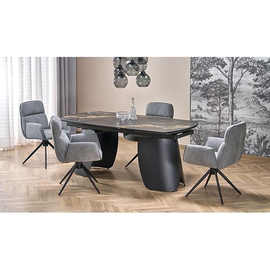 FORUM extendable table, black marble / black (3p=1pc)