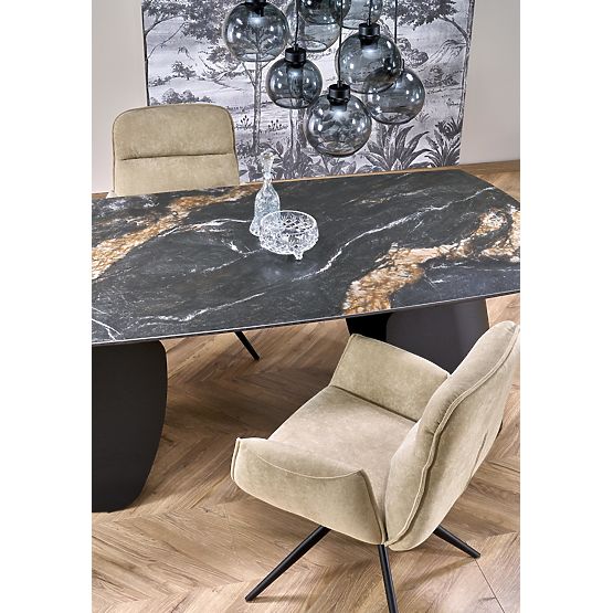 FORUM extendable table, black marble / black (3p=1pc)