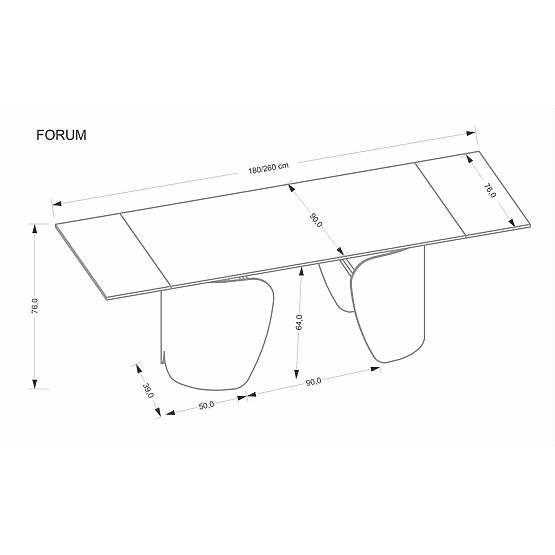 FORUM extendable table, black marble / black (3p=1pc)