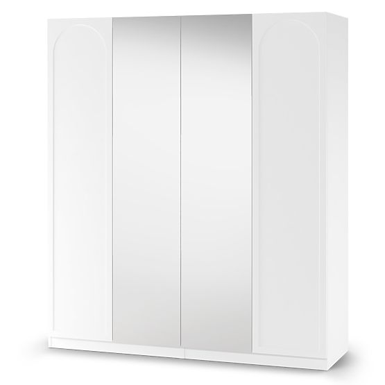 Four-Door Wardrobe Neroli, Arch/Mirror, White