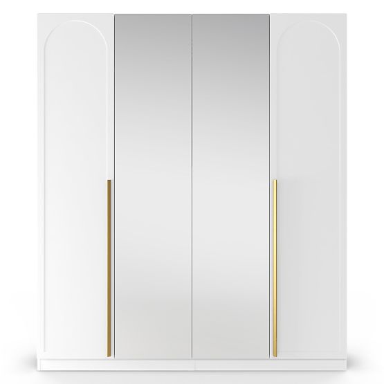 Four-Door Wardrobe Neroli, Arch/Mirror, White