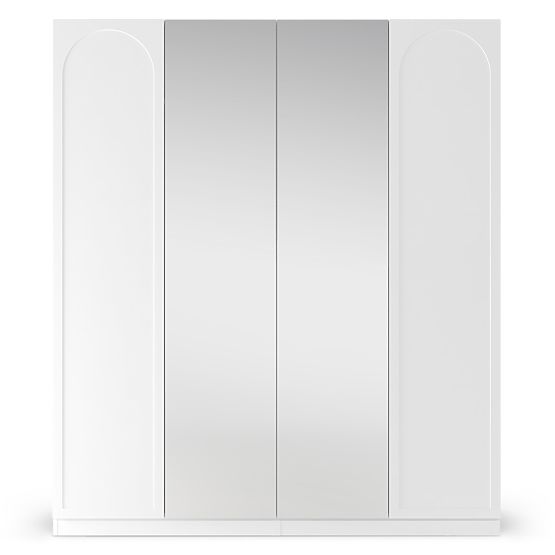 Four-Door Wardrobe Neroli, Arch/Mirror, White