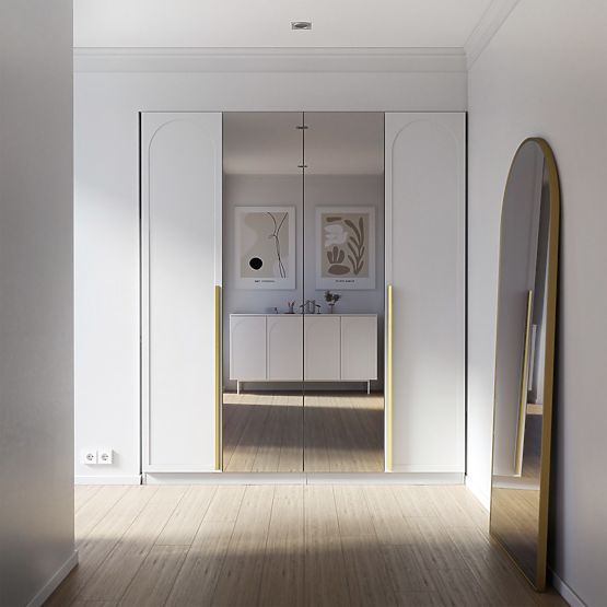 Four-Door Wardrobe Neroli, Arch/Mirror, White
