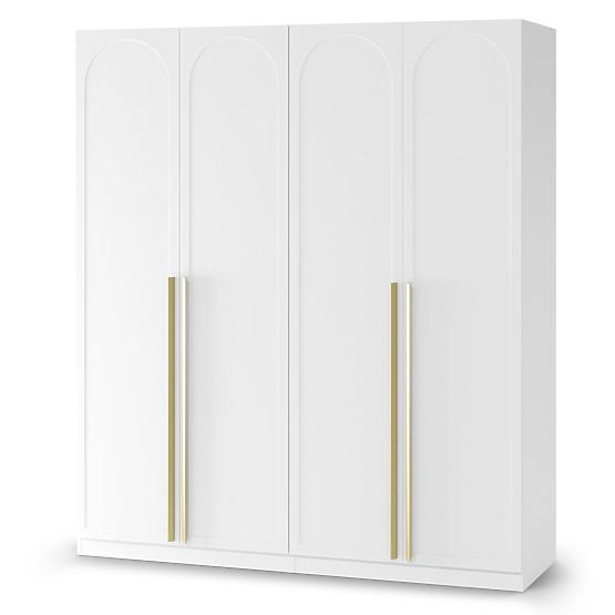 Four-Door Wardrobe Neroli, Arched Panel, White
