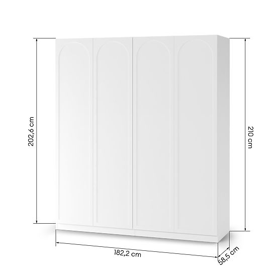 Four-Door Wardrobe Neroli, Arched Panel, White
