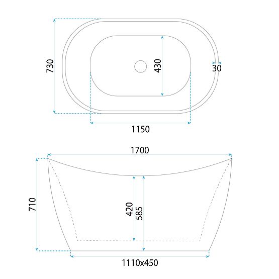 Freestanding Acrylic Bathtub ATENA 170
