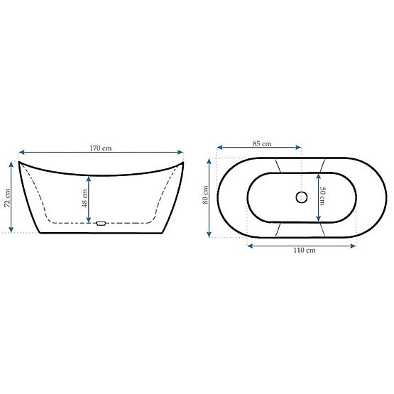 Freestanding Bathtub Rea Ferrano Slim 170