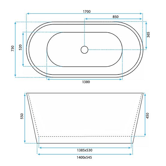 Freestanding Bathtub Rea MILANO 170